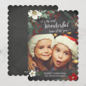 Carte de Noël Florale Merveilleuse sur Tableau Noi (Devant / Derrière)