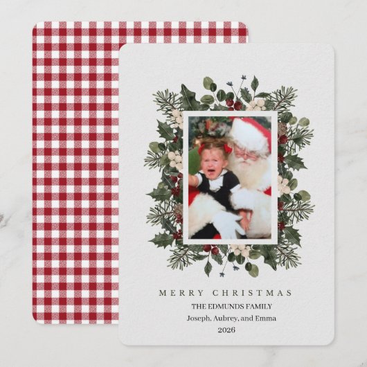 Carte de Noël florale photo (Devant / Derrière)