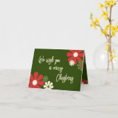 Carte de Noël florale rétro non photographique per (Fleur jaune)