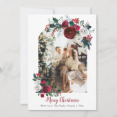 Carte de Noël Florale Rustique Famille de photos d (Devant)