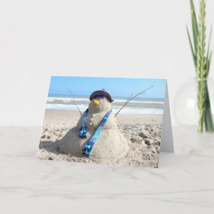 Carte de Noël Florida Snowman Beach