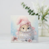 Carte de Noël Fluffy Bunny adorable (Debout devant)