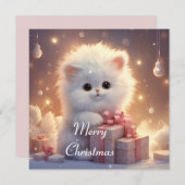 Carte de Noël Fluffy Cat (Devant / Derrière)