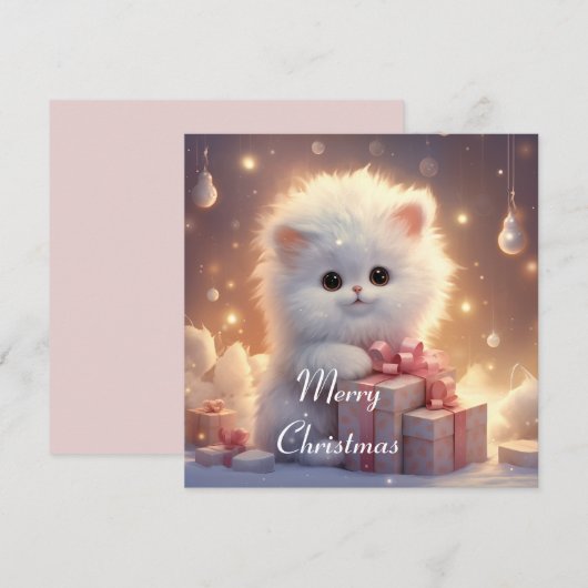 Carte de Noël Fluffy Cat (Devant / Derrière)