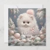 Carte de Noël Fluffy White Cat (Devant)