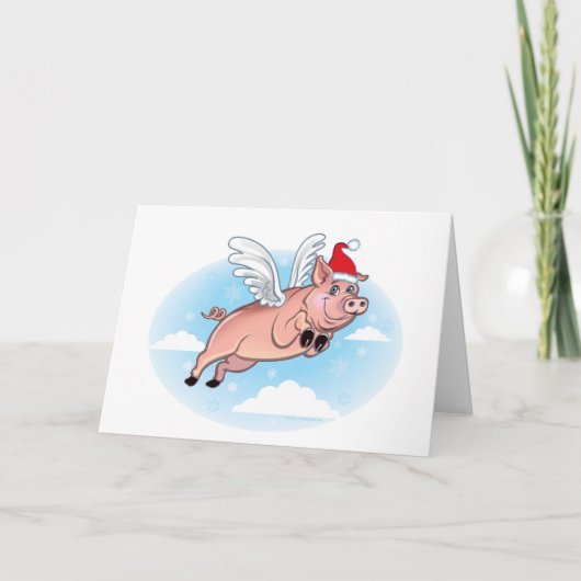Carte de Noël Flying Pig (Devant)