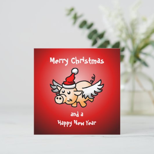 Carte de Noël Flying Pig (Debout devant)