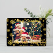 Carte de Noël Foil Foil personnalisable Noir (Debout devant)