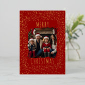 Carte de Noël Foil modifiable Modèle Deux photos (Debout devant)