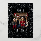 Carte de Noël Foil modifiable Modèle Deux photos (Recto)