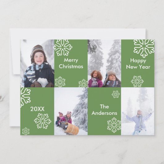 Carte de Noël - Fond Vert 4 Photos (Devant)