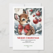 Carte de Noël forêt enchantée faon aquarelle (Devant)