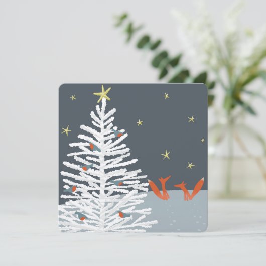 Carte de Noël Fox et robin (Debout devant)