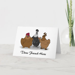 Carte de Noël française de trois poules