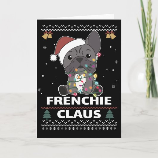 Carte de Noël French Bulldog FRENCHIE CLAUS (Devant)