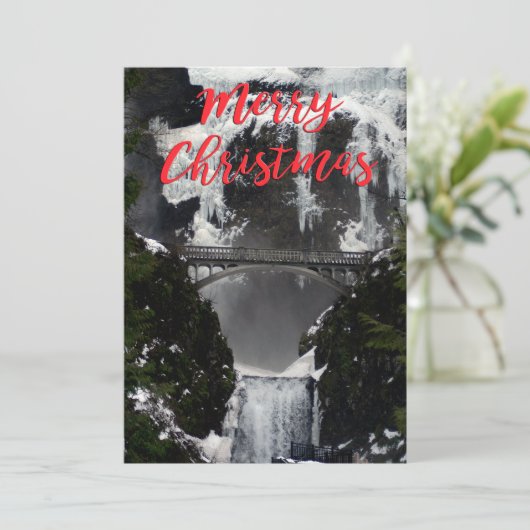 Carte de Noël Froide Multnomah Falls (Debout devant)