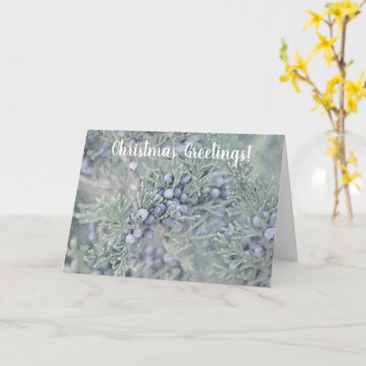 Carte de Noël Frosty Blue Berries (Fleur jaune)