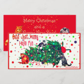 Carte de Noël Fun Amusante avec des Chats qui Détr (Devant / Derrière)
