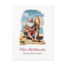 Carte de Noël Fun Mele Kalikimaka Père Noël Surboa