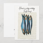 Carte de Noël Funny Fish-Mas illustrée de sardines (Devant / Derrière)