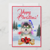 Carte de Noël Funny Pomsky Dog sur mesure (Devant)