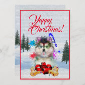 Carte de Noël Funny Pomsky Dog sur mesure (Devant / Derrière)