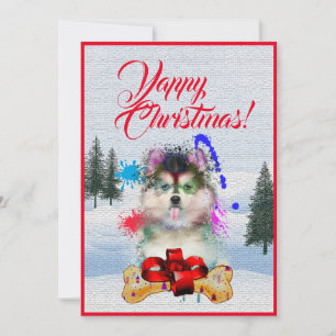 Carte de Noël Funny Pomsky Dog sur mesure