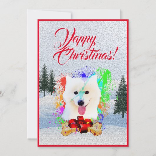 Carte de Noël Funny Samoyed Chien personnalisable (Devant)