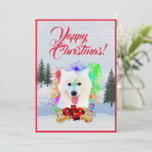 Carte de Noël Funny Samoyed Chien personnalisable (Debout devant)