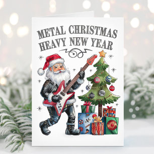 Carte de Noël Funny Santa Heavy Metal