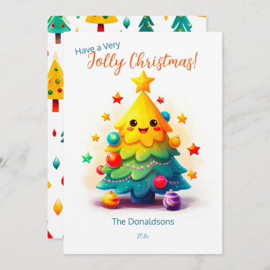 Carte de Noël Funny Tree (Devant / Derrière)