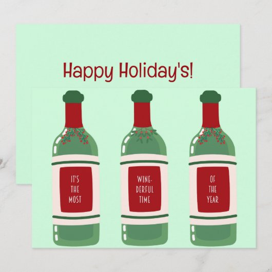 Carte de Noël Funny Wine (Devant / Derrière)