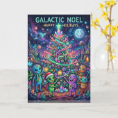 Carte de Noël galactique extraterrestre (Fleur jaune)