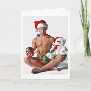 Carte de Noël Gay Glitter Pride Hunk