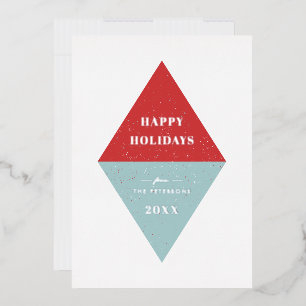 Carte de Noël géométrique Foil Holiday - Rouge