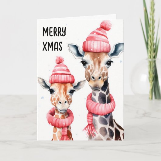 Carte de Noël Giraffe (Devant)