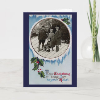 Carte de Noël givrée vintage d'hiver