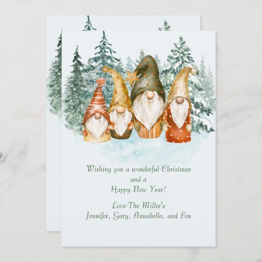 Carte de Noël Gnome (Devant / Derrière)