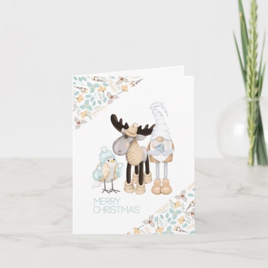 Carte de Noël Gnome et Reindeer | Charme (Devant)
