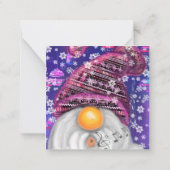 Carte de Noël Gnome musicale en Casquette violet (Dos)