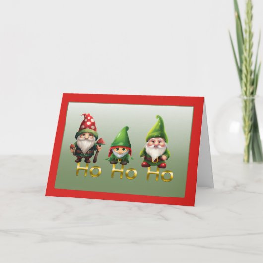Carte de Noël Gnomes Ho Ho Ho (Devant)