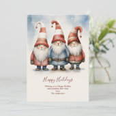 Carte de Noël Gnomes personnalisée (Debout devant)