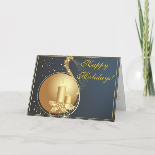 Carte de Noël Gold et Blue Corporate (Devant)