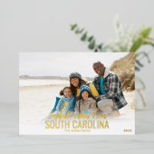 Carte de Noël Gold Foil Beach | Votre État (Debout devant)