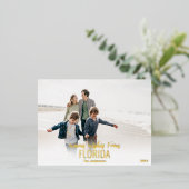 Carte de Noël Gold Foil Beach | Votre État (Debout devant)