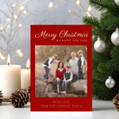 Carte de Noël Gold Foil Script rouge