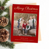 Carte de Noël Gold Foil Script rouge