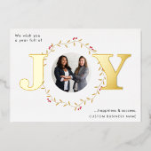 Carte de Noël Gold JOY Team Photo Foil (Recto)
