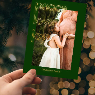 Carte de Noël Gold Peace Love Joy