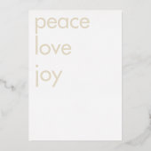 Carte de Noël Gold Peace Love Joy (Verso)